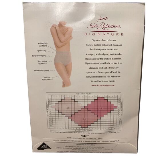 Hanes Silk Reflections Signature Pantyhose Off Black Size EF Control Top Formal - Picture 2 of 4